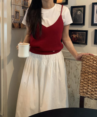 Ivory minimalist date look plain cotton long skirt