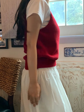 Ivory minimalist date look plain cotton long skirt