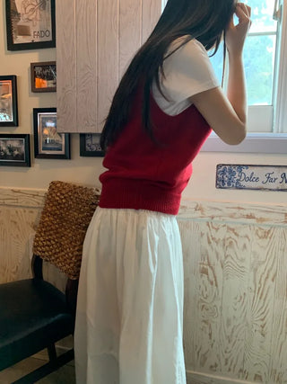 Ivory minimalist date look plain cotton long skirt