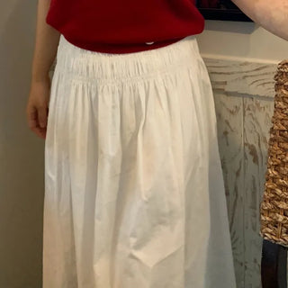 Ivory minimalist date look plain cotton long skirt