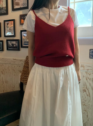 Ivory minimalist date look plain cotton long skirt