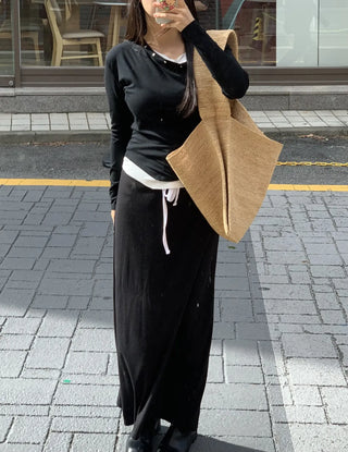 Natural Studded Off-Shoulder Long-Sleeve T-Shirt