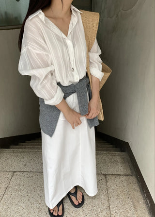 Basic Cotton Plain Long Skirt