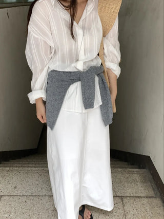 Basic Cotton Plain Long Skirt