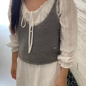 Simple Plain Knit V-Neck Vest