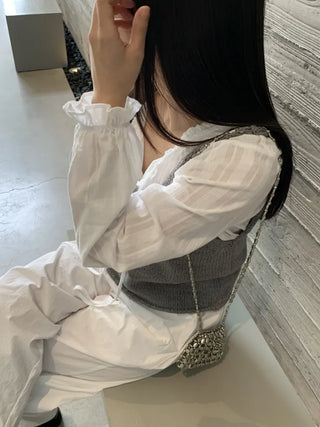 Simple Plain Knit V-Neck Vest