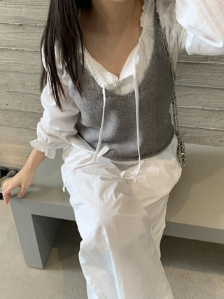 Simple Plain Knit V-Neck Vest