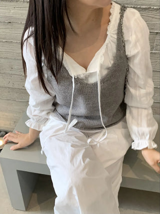 Simple Plain Knit V-Neck Vest