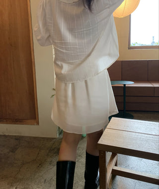 Tulle Plain Elastic Waist Mini Skirt