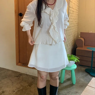 Tulle Plain Elastic Waist Mini Skirt
