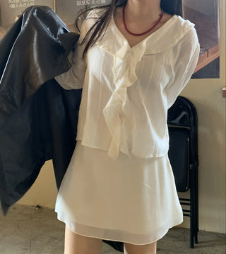 Tulle Plain Elastic Waist Mini Skirt