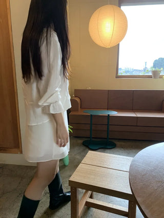 Tulle Plain Elastic Waist Mini Skirt