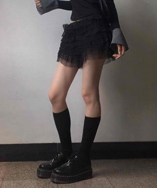 Vanilla Lace Tiered Frill Shorts