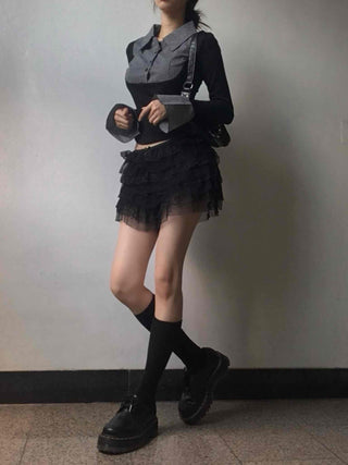 Vanilla Lace Tiered Frill Shorts