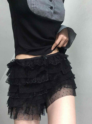 Vanilla Lace Tiered Frill Shorts