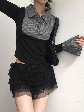 Vanilla Lace Tiered Frill Shorts