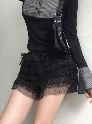 Vanilla Lace Tiered Frill Shorts
