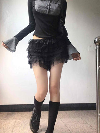 Vanilla Lace Tiered Frill Shorts