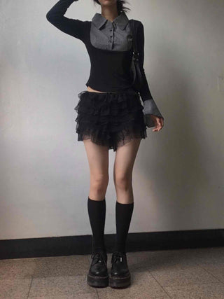 Vanilla Lace Tiered Frill Shorts