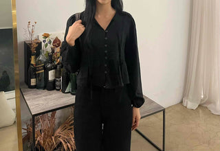 Frill Puff V-Neck Blouse
