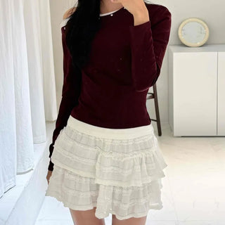 New Basic Studded Off-Shoulder T-shirt