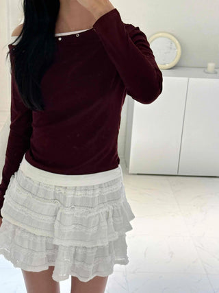 New Basic Studded Off-Shoulder T-shirt