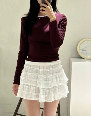 New Basic Studded Off-Shoulder T-shirt