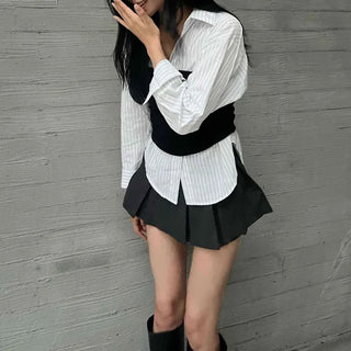 Basic Slim Fit Spring/Autumn Tie Top