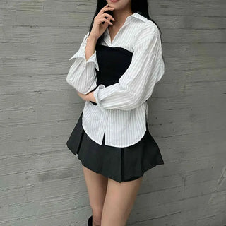 Basic Slim Fit Spring/Autumn Tie Top