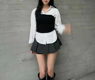 Basic Slim Fit Spring/Autumn Tie Top