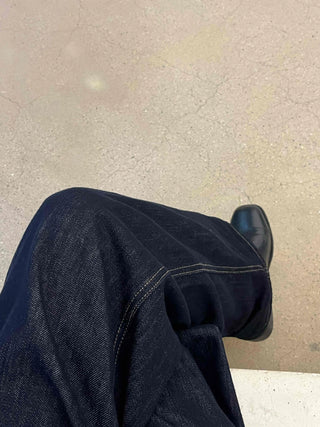 Non-faded basic roll-up denim long pants