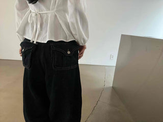Non-faded basic roll-up denim long pants