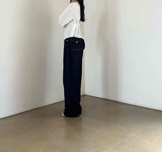 Non-faded basic roll-up denim long pants
