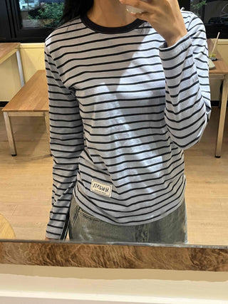 Casual Color Block Striped Long Sleeve T-shirt