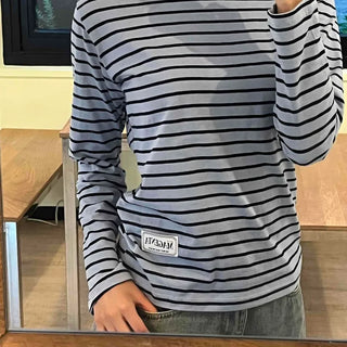 Casual Color Block Striped Long Sleeve T-shirt