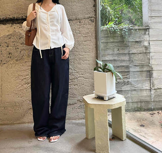 Simple Evening Cotton Long Sleeve Blouse