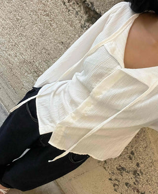 Simple Evening Cotton Long Sleeve Blouse