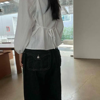 Simple Evening Cotton Long Sleeve Blouse