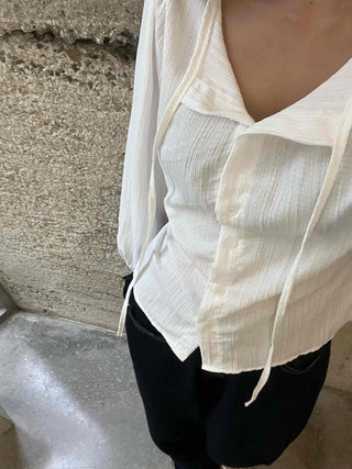 Simple Evening Cotton Long Sleeve Blouse