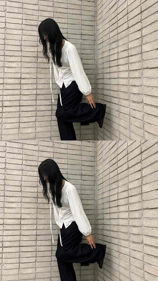 Simple Evening Cotton Long Sleeve Blouse