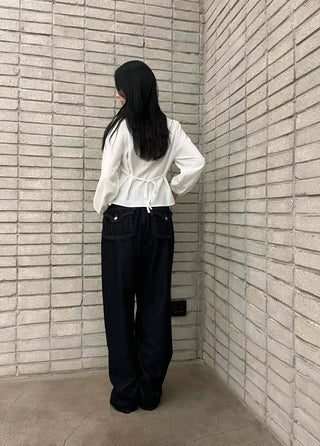 Simple Evening Cotton Long Sleeve Blouse