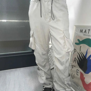 Beige Pure String Cargo Long Pants