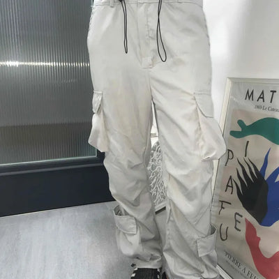 Beige Pure String Cargo Long Pants