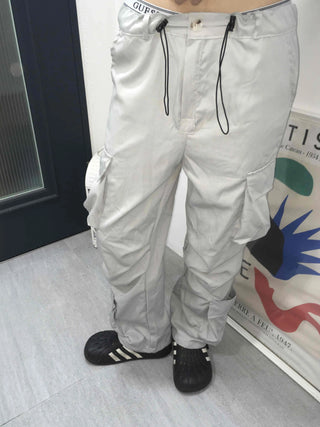Beige Pure String Cargo Long Pants