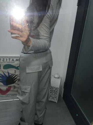 Beige Pure String Cargo Long Pants