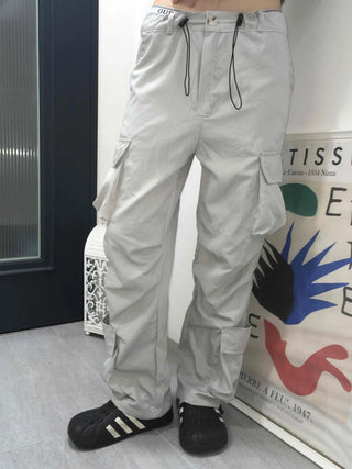 Beige Pure String Cargo Long Pants