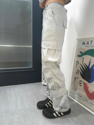 Beige Pure String Cargo Long Pants