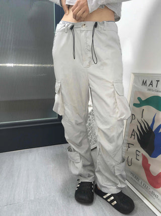 Beige Pure String Cargo Long Pants