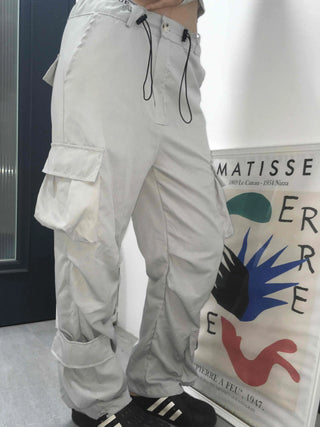 Beige Pure String Cargo Long Pants