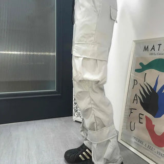 Beige Pure String Cargo Long Pants